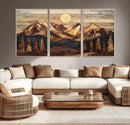 Wood Mountain Landscape Wall Art Canvas Print – Framed