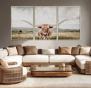Texas Longhorn Wall Art Canvas Print – Framed Western Cow