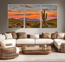 Saguaro Cactus Wall Art Canvas Print – Framed Arizona Sunset
