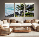 Tropical Coastline Wall Art Canvas Print – Framed Palm Tree