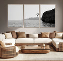 Jumping Wall Art Canvas Print – Framed Coastal Ocean Scene