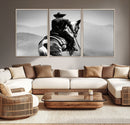 Western Wall Art Canvas Print – Framed Cowboy and Horse