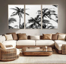 Palm Wall Art Canvas Print – Framed Monochrome Tropical
