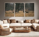 Deer Wall Art Canvas Print – Framed Rustic Wildlife Stags