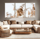Pampas Grass Wall Art Canvas Print – Framed Neutral Tones
