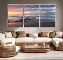 Golden Hour Wall Art Canvas Print – Framed Tranquil Waves