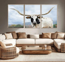 Texas Longhorn Wall Art Canvas Print – Framed Western Rustic