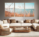 Coastal Grass Landscape Wall Art Canvas Print – Golden