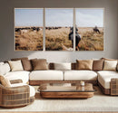 Western Wall Art Canvas Print – Framed Cowboy Cattle Drive