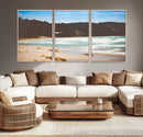 Tranquil Beach Scene Wall Art Canvas Print – Framed Blue