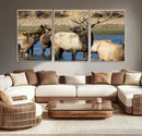 Wild Elk Wall Art Canvas Print – Framed Neutral Wildlife