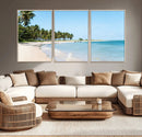 Palm Tree Coast Wall Art Canvas Print – Framed Island Getaway with Crystal Blue Water Scenic Artwork for Home, Office by MyGreatCanvas | Canvas Wall Art Prints | Photo Prints & Wall Decor