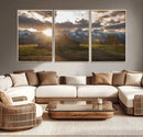 Snowy Peaks Wall Art Canvas Print – Rustic Mountain