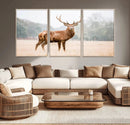 Vintage Wildlife Wall Art Canvas Print – Misty Landscape