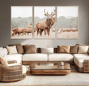 Rustic Nature Wall Art Canvas Print – Stag Woodland Framed