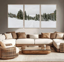 Frosty Pines Wall Art Canvas Print – Framed Silent Snowfall