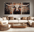 Rustic Longhorn Bull Wall Art Canvas Print – Vintage Western by MyGreatCanvas | Canvas Wall Art Prints | Photo Prints & Wall Decor