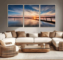 Wooden Pier on Seascape and Sunset Wall Art Canvas Print by MyGreatCanvas | Canvas Wall Art Prints | Photo Prints & Wall Decor
