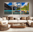 Moraine Lake 3-Panel Wall Art, Majestic Mountain and Lake by MyGreatCanvas | Canvas Wall Art Prints | Photo Prints & Wall Decor