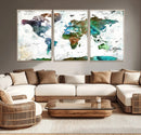 Modern Watercolor World Map Canvas Wall Art – Framed by MyGreatCanvas | Canvas Wall Art Prints | Photo Prints & Wall Decor