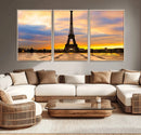 Paris Eiffel Tower Sunset Canvas Wall Art Print - Iconic