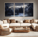 Night Landscape and Trees Wall Art Canvas Print