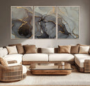Gray Marble Fluid Wall Art – Modern Abstract Canvas Print