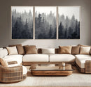 Misty Forest Canvas Wall Art – Monochrome Triptych Pine Tree by MyGreatCanvas | Canvas Wall Art Prints | Photo Prints & Wall Decor