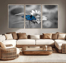 Blue Butterfly Black and White Canvas Wall Art by MyGreatCanvas | Canvas Wall Art Prints | Photo Prints & Wall Decor