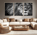 Black and White Lion Canvas Wall Art Print – Wildlife by MyGreatCanvas | Canvas Wall Art Prints | Photo Prints & Wall Decor