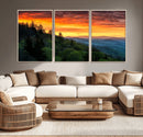 Forest Landscape Wall Art Sunset Canvas, Forest Sunset