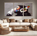 Dj Monkey Listening to Music Wall Art Print | Banksy Monkey by MyGreatCanvas | Canvas Wall Art Prints | Photo Prints & Wall Decor
