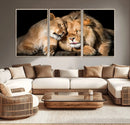 Lion and Lioness Wall Art Canvas Print – Framed African