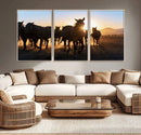 Horse Herd Wall Art Animal Canvas Print