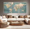 Classic World Map Canvas Print – Framed Vintage Map Wall by MyGreatCanvas | Canvas Wall Art Prints | Photo Prints & Wall Decor