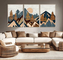 Abstract Wood Panel Effect Mountain Range Top Wall Art