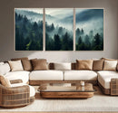 Captivating Misty Forest Wall Art Premium Canvas Print a