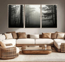 Misty Forest Wall Art Premium Canvas Print a Foggy and