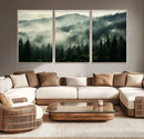 Captivating Misty Forest Wall Art Premium Canvas Print a