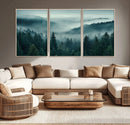 Captivating Misty Foggy Forest Wall Art Premium Canvas Print