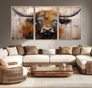 Abstract Bull Highland Cow Canvas Wall Art Print – Vibrant by MyGreatCanvas | Canvas Wall Art Prints | Photo Prints & Wall Decor