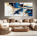 Gold Marble Art - Abstract Geode Gold And Blue Marble Shape