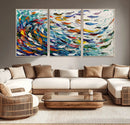 Modern Abstract Fish Shoal Wall Art Canvas Print, Colorful by MyGreatCanvas | Canvas Wall Art Prints | Photo Prints & Wall Decor