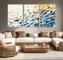 Abstract Fish Shoal Wall Art Canvas Print, Colorful Fish