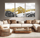 Gold Abstract Mountains Wall Art Print on Canvas, Nature