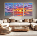 Vibrant Sunset Beach Wall Art - Ocean Sunset Canvas Print |