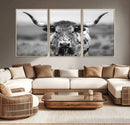 Texas Cow Longhorn Wall Art Canvas Print for Farm House Wall by MyGreatCanvas | Canvas Wall Art Prints | Photo Prints & Wall Decor