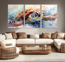 Watercolor Sea Turtle Wall Art Canvas Print - Vibrant Ocean
