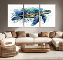 Turtle Wall Art Canvas Print, Framed Watercolor Turtle Art