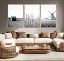 Vintage Farmhouse Black and White Triptych Wall Art – Giclee